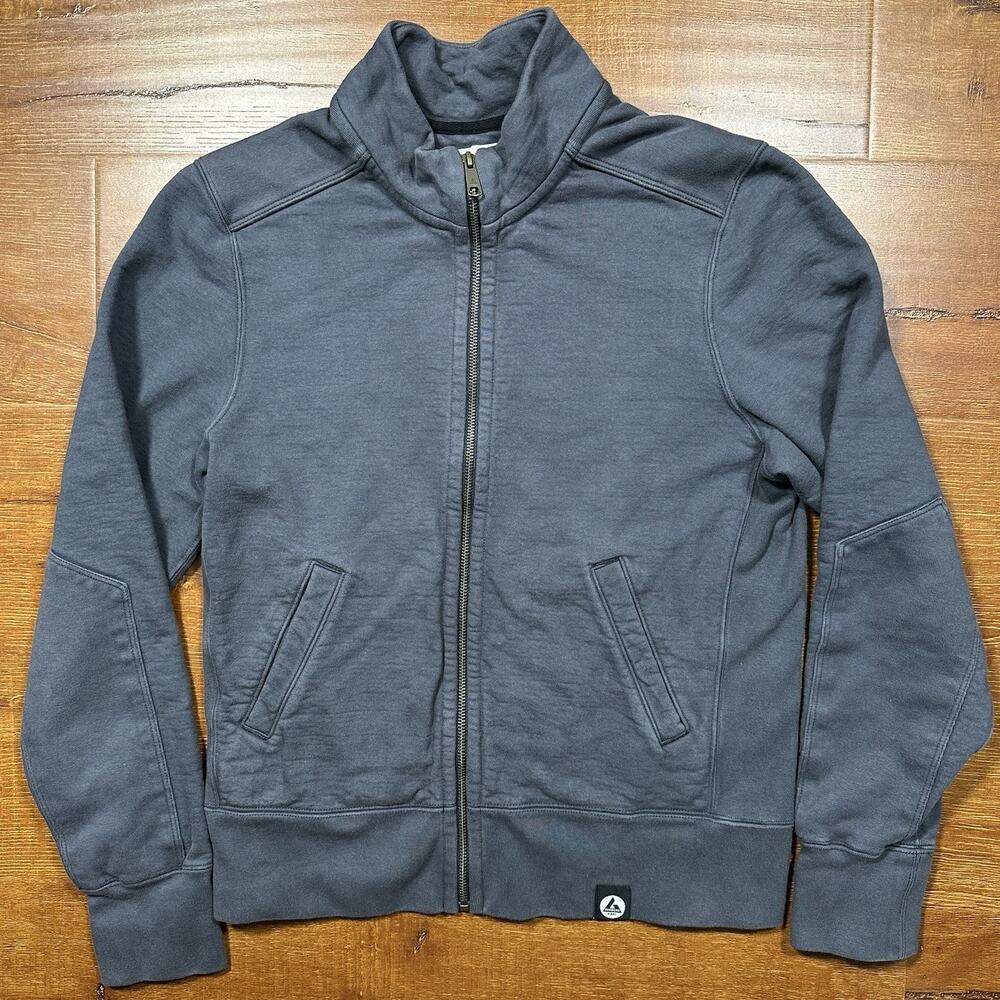 American Giant Sweatshirt Mens M Gray Full Zip Mock Neck Heavyweight Cotton USA